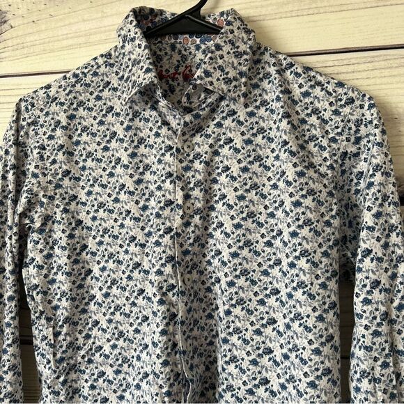 Robert Graham Boys Size Large Shite Floral Patterned Button Down Shirt - Picture 3 of 6